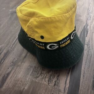 Reebok Green Bay Packers Bucket Hat Yellow & Green Logo Xl
